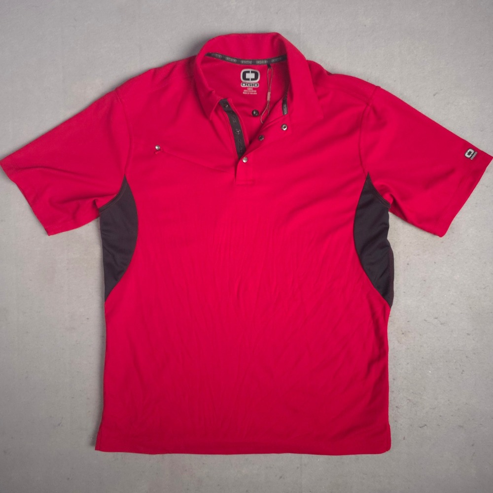 OGIO Accelerator Polo Shirt Mens‎ Large Red Black Golf Training Athletic